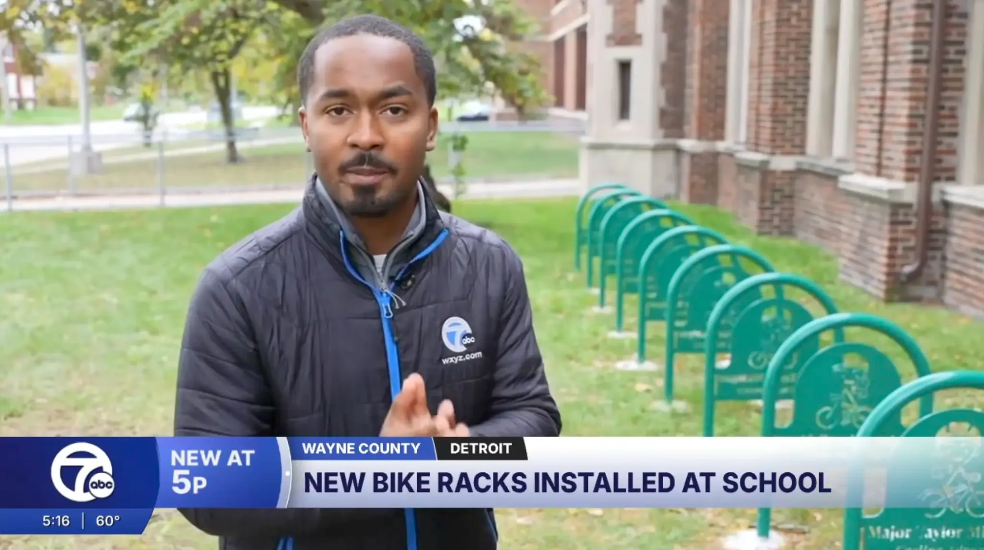 WXYZ-TV Detroit | Channel 7 | Bike Racks Added to Detroit Schools Along Joe Louis Greenway